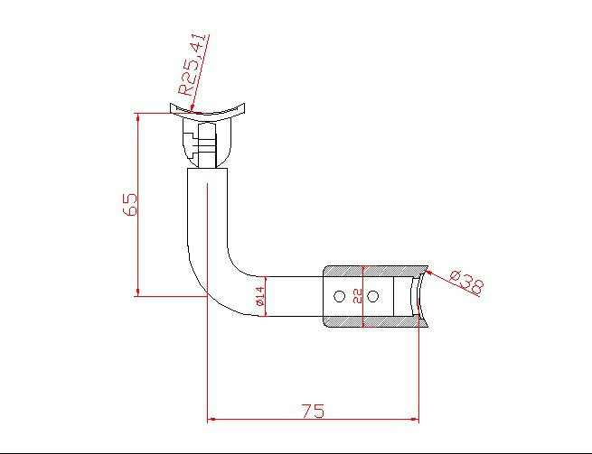 Держатель поручня  Inoxstore к стойке Ø 38,1 мм, ложемент-шарнир Ø 42,4 мм/50,8 мм, полированный, AISI 304