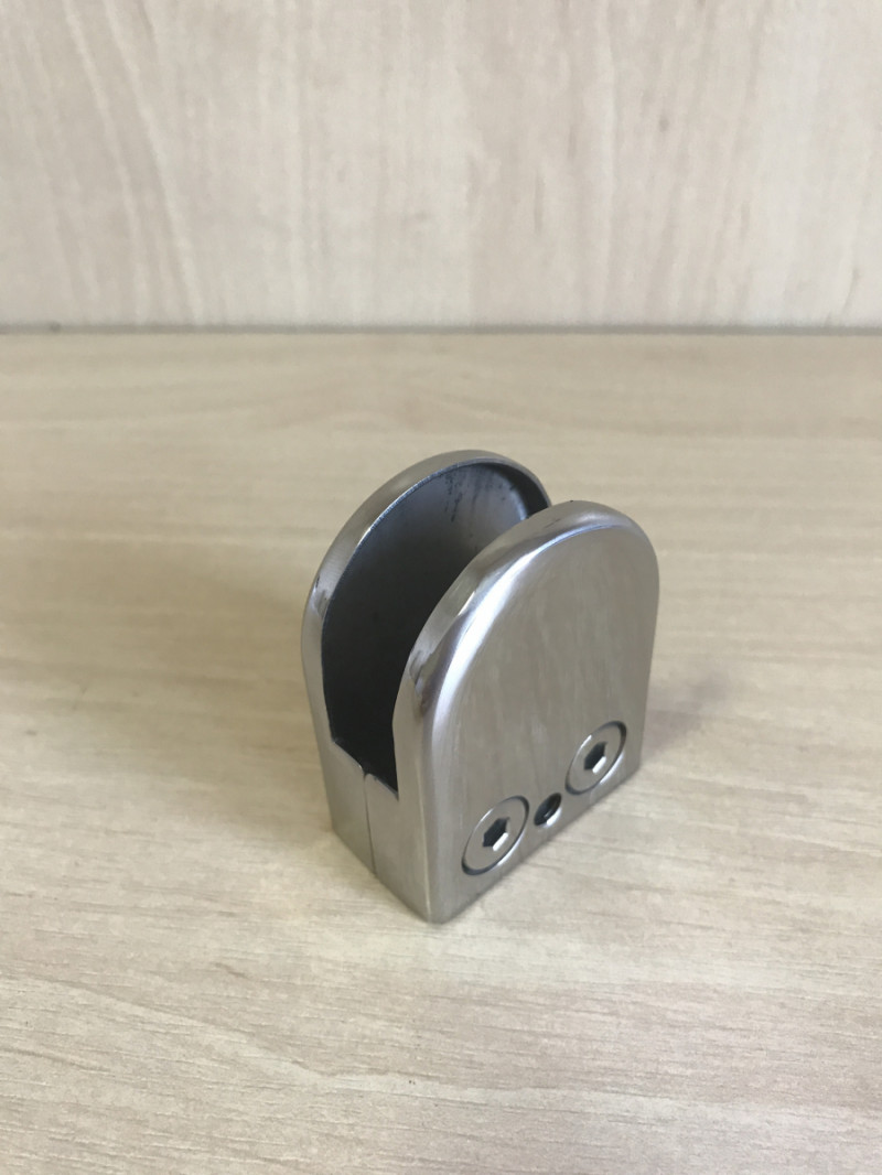 Стеклодержатель Inoxstore штампованный полукруглый 52х40х25 мм / Ø 0 мм, под стекло 10 мм, полированный, AISI 304