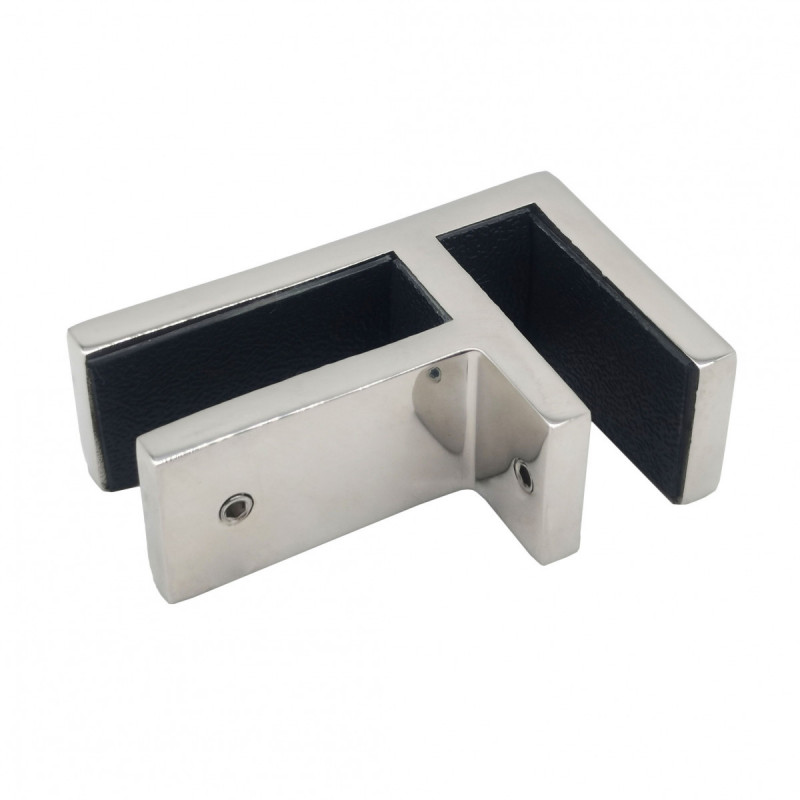 Соединитель стекла 90°, 45х72 мм, под стекло 10 мм, полированный, AISI 304