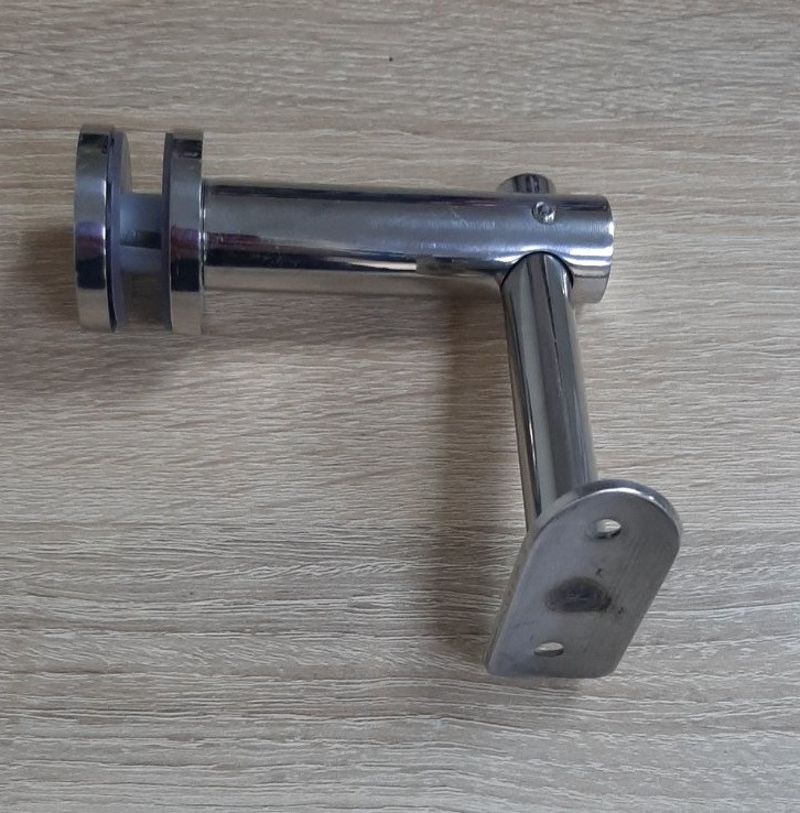 Держатель поручня Inoxstore на стекло, регулируемый по высоте, ложемент под Ø 42,4 мм/50,8 мм, полированный, AISI 304