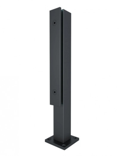 Стеклодержатель Inoxstore напольный 40х40х400 мм с прижимной пластиной, черный RAL 9005, AISI 304