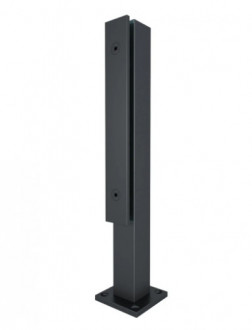 Стеклодержатель Inoxstore напольный 40х40х400 мм с прижимной пластиной, черный RAL 9005, AISI 304