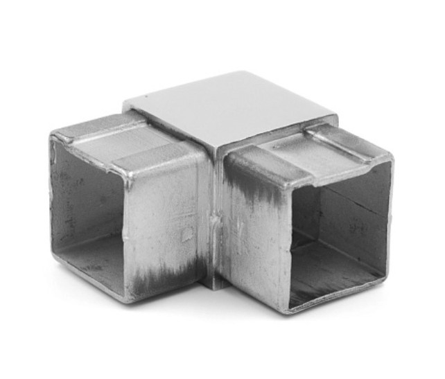 Отвод поручня Inoxstore прямой 40х40х1,5 мм - 90°, полированный, литой, AISI 304
