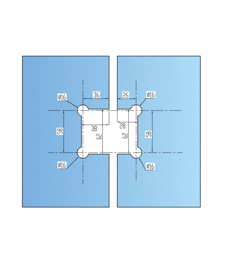 Петля Inoxstore "Элегант" 135° стекло-стекло, с фаской, сатинированная, AISI 304