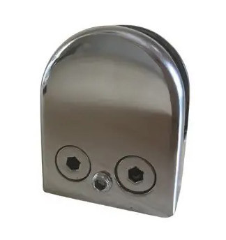 Стеклодержатель штампованный полукруглый 52х40х25 мм / Ø 0 мм, под стекло 6 мм, полированный, AISI 304