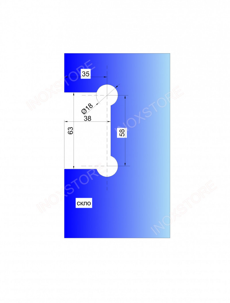 Петля Inoxstore "Престиж" 90°, стена-стекло со смещением, без фаски, полированная, AISI 304