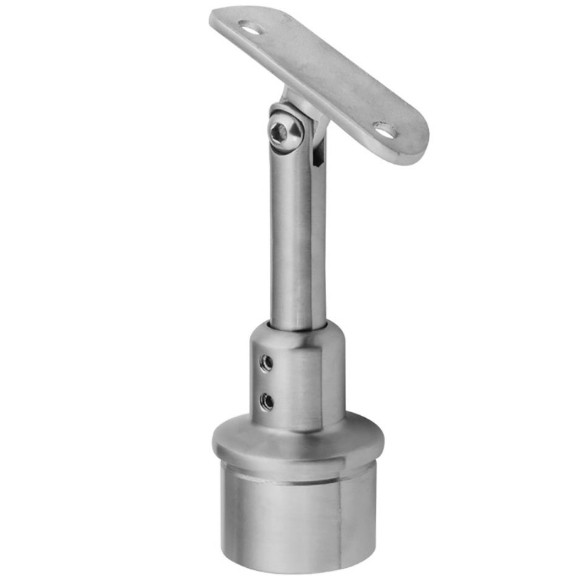 Кронштейн на стойку Inoxstore Ø 38,1х1,5 мм, регулировка высоты, ложемент-шарнир Ø 42,4 мм/50,8 мм, полированный, AISI 304