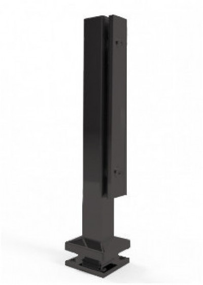 Стеклодержатель Inoxstore напольный с прижимной пластиной Inoxstore, 40х40х400 мм, низ: фланец с крышкой, AISI 304, черный