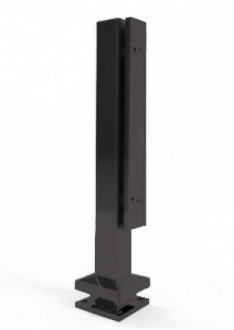 Стеклодержатель Inoxstore напольный с прижимной пластиной Inoxstore, 40х40х400 мм, низ: фланец с крышкой, AISI 304, черный