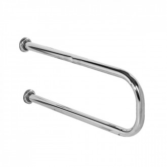 Поручень настенный для раковины боковой 2-х опорный 520х230 мм, труба Ø38 мм, полированный, AISI 304