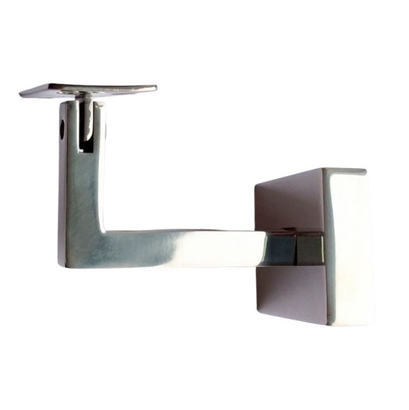 Держатель поручня Inoxstore профильный с крышкой 50*50 мм, ложемент-шарнир под плоскость, полированный, AISI 304