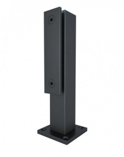 Стеклодержатель Inoxstore напольный, 40х40х250 мм, с прижимной пластиной, черный RAL 9005, AISI 304