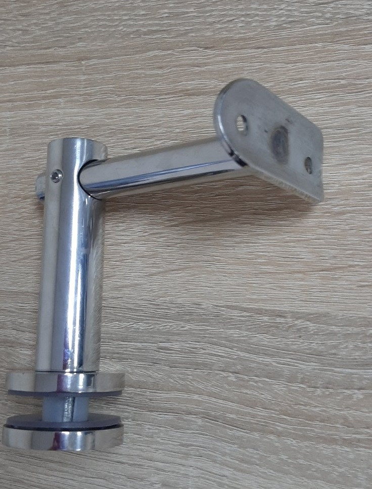 Держатель поручня Inoxstore на стекло, регулируемый по высоте, ложемент под Ø 42,4 мм/50,8 мм, полированный, AISI 304