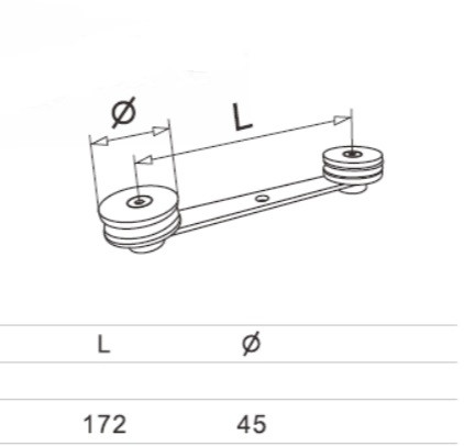Стеклодержатель Inoxstore пластинчатый 25х200 мм, шайба 45 мм, под стело 8-10 мм,  литой, полированый, AISI 304