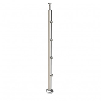 Стойка Inoxstore круглая Ø 38,1х950 мм, с 4-я ригелями, полированная, AISI 304