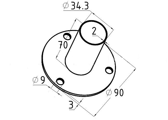 Треханкерная закладная Inoxstore, Ø 38,1 мм, AISI 304
