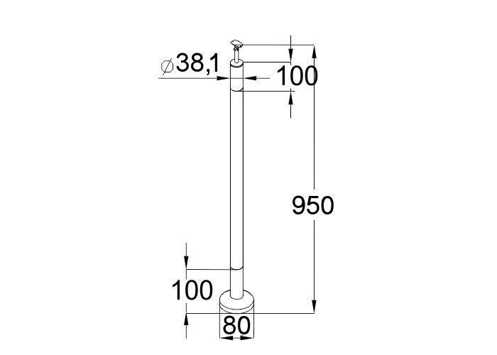 Стойка Inoxstore круглая, деревянная Ø 38,1х950 мм, универсальная, со вставками из нержавеющей стали AISI 304, покрытие под золото