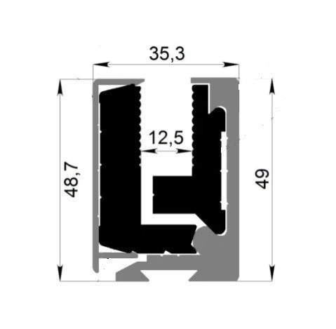 Клеммный профиль, H-50 мм, алюминий