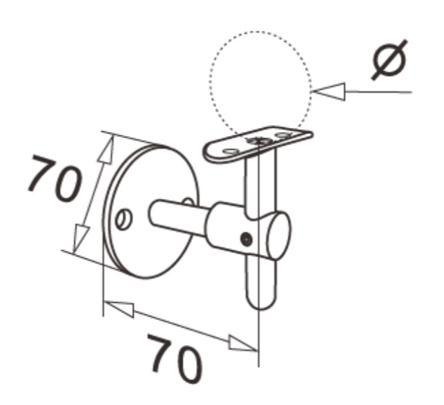 Держатель поручня Inoxstore регулируемый по высоте, ложемент под Ø 42,4 мм/50,8 мм, полированный, АISI 304