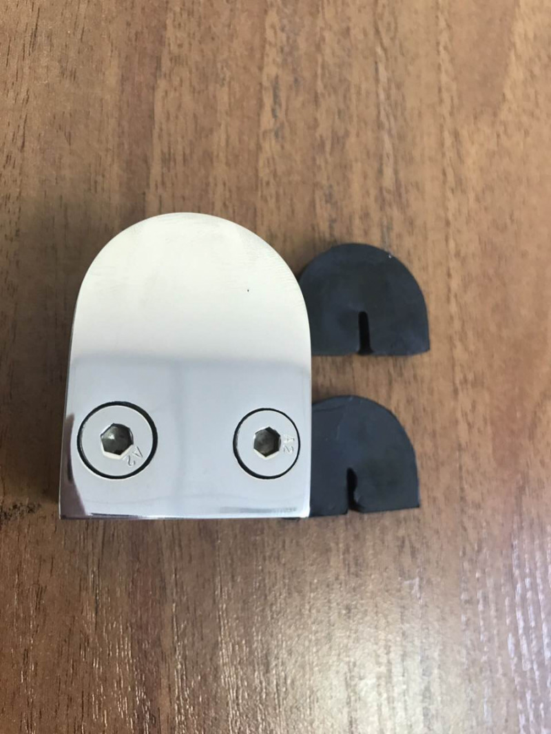 Стеклодержатель Inoxstore литой полукруглый 40х50х25 мм / Ø 0мм, под стекло 6 мм, полированный, AISI 304