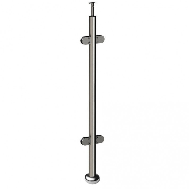 Стойка Inoxstore круглая Ø 38,1х950 мм, с 4 литыми стеклодержателями, сатинированная, AISI 304