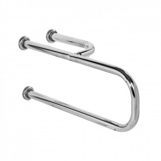Поручень настенный для раковины боковой для инвалидов 520х230 мм, правый, труба Ø38 мм, полированный, AISI 304