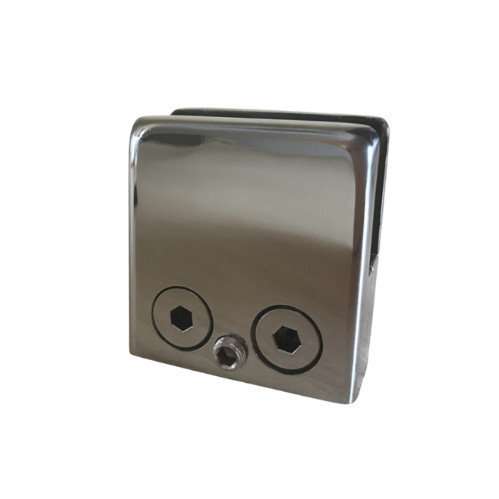 Стеклодержатель Inoxstore штампованный квадратный 45х45х25 мм / Ø 38,1 мм, под стекло 10 мм, полированный, AISI 304