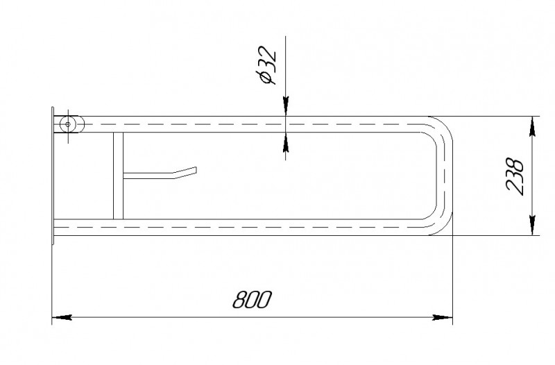 Поручень Inoxstore подъемный c держателем туалетной бумаги для санузла из нержавеющей стали, полированный, 800х238 мм