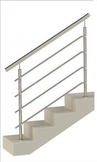 Ограждение на четыре ригеля, квадратный поручень и круглые стойки