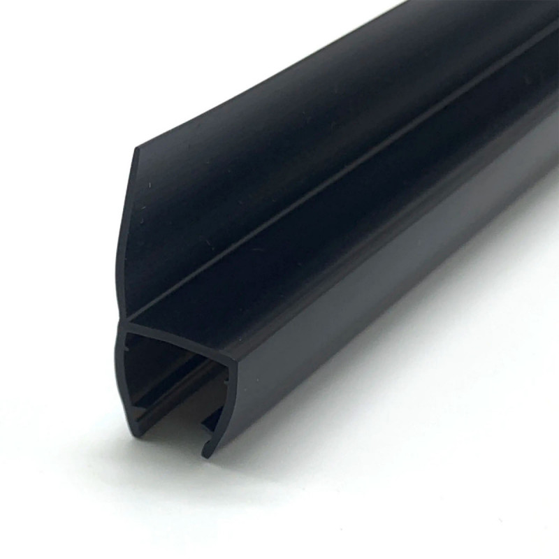 Уплотнитель Inoxstore стекло-стекло/стекло-дверь, 135°/180°, под стекло 8 мм / 2,5 м, для душевой кабины, ПВХ, черный