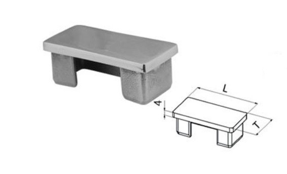 Заглушка для поручня Inoxstore с пазом 50х25 мм, паз 15х15 мм, полированная, AISI 304