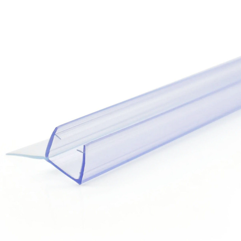 Уплотнитель Inoxstore стекло-стекло/стекло-дверь, 135°, под стекло 10 мм / 2,5 м, для душевой кабины, ПВХ, ультрапрозрачный