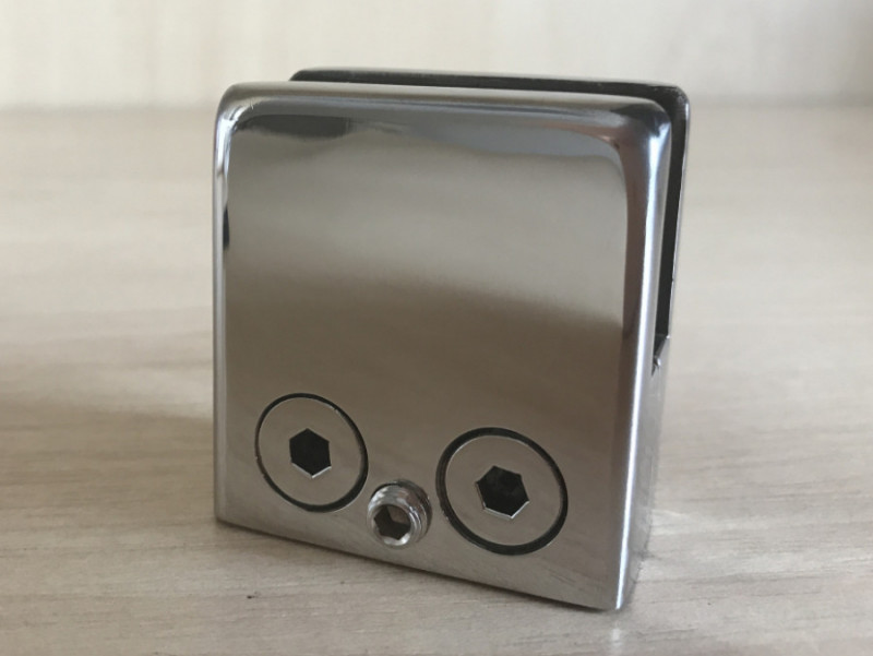 Стеклодержатель Inoxstore штампованный квадратный 45х45х25 мм / Ø 0 мм, под стекло 8 мм, сатинированный, AISI 304