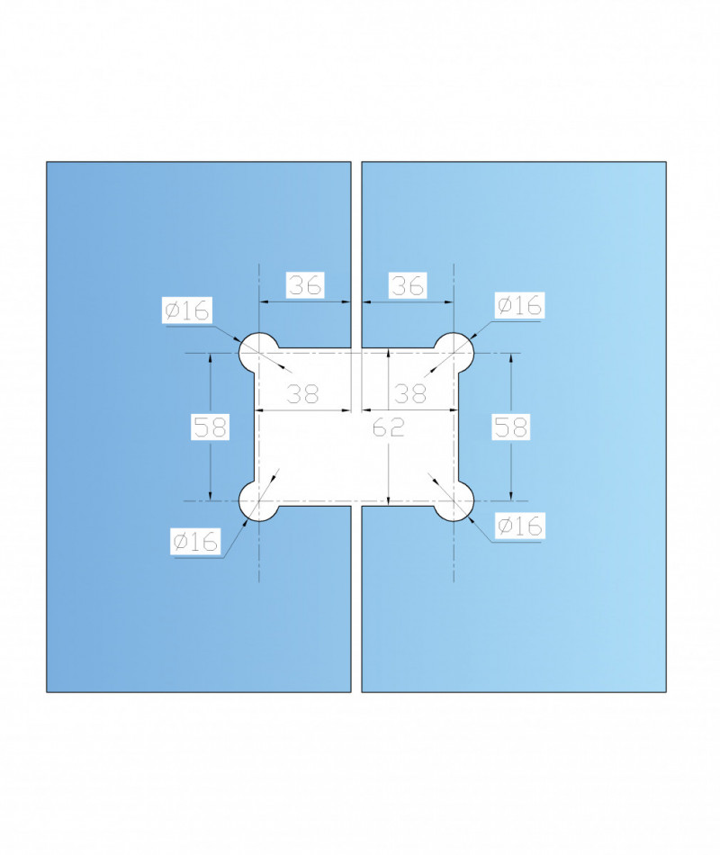 Петля Inoxstore "Элегант" 180° стекло-стекло, с фаской, полированная, AISI 304