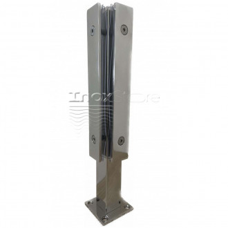 Склотримач Inoxstore підлоговий, кутовий 40х40х400 мм, з притискною пластиною, полірований, AISI 304