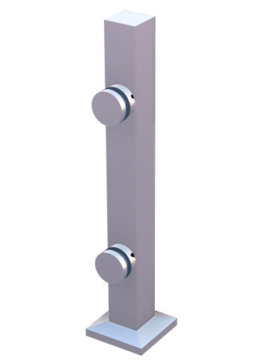 Стеклодержатель Inoxstore напольный с точечным креплением, 40х40х400 мм, рутель литой Ø 40 мм, сатинированный, AISI 304