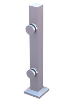 Стеклодержатель Inoxstore напольный с точечным креплением, 40х40х400 мм, рутель литой Ø 40 мм, сатинированный, AISI 304