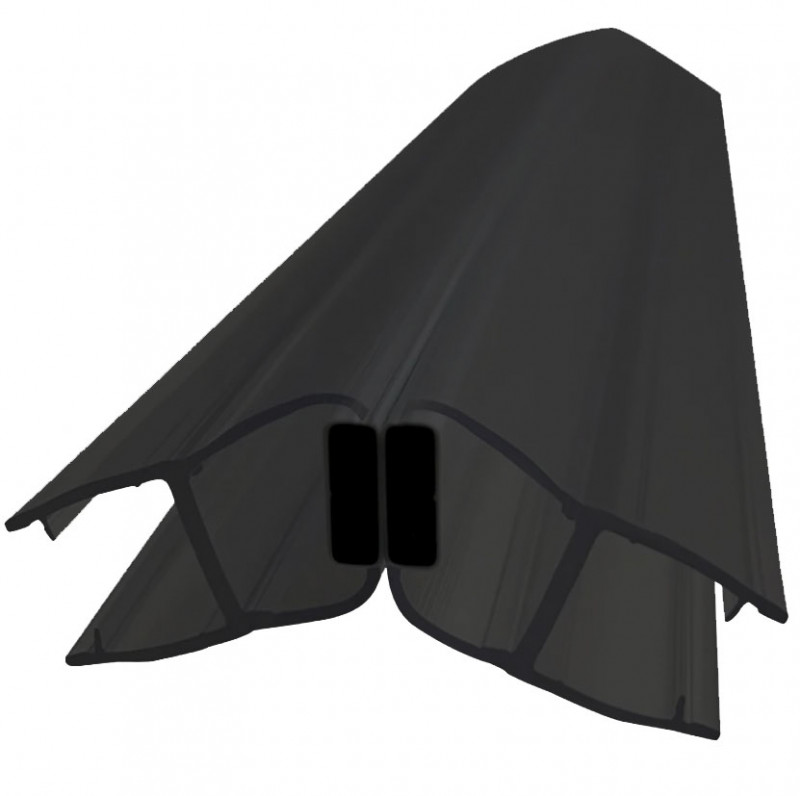 Уплотнитель Inoxstore стекло-стекло с магнитом, угловой 135°, под стекло 8 мм / 2,5 м, для душевой кабины, ПВХ, черный