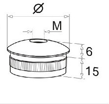 Верхний элемент Inoxstore Ø 38,1х1,5 мм, выпуклый, забивной полированный, AISI 304