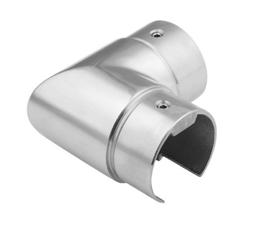 Отвод поручня Inoxstore с пазом Ø 42,4мм - 90°, паз 24х24 мм,  полированный, AISI 304