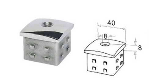 Верхний элемент Inoxstore 40х40х1,5 мм, выпуклый, забивной с насечками, полированный, AISI 304