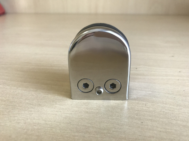 Стеклодержатель Inoxstore штампованный полукруглый 52х40х25 мм / Ø 38,1 мм, под стекло 8 мм, полированный, AISI 304