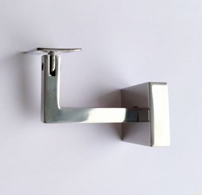 Держатель поручня Inoxstore профильный с крышкой 50*50 мм, ложемент-шарнир под плоскость, полированный, AISI 304