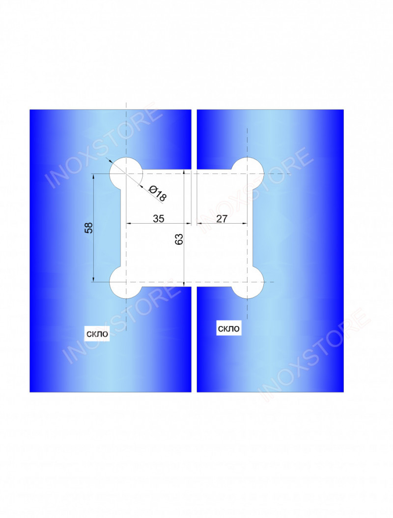 Петля Inoxstore "Престиж" 90° стекло-стекло, без фаски, полированная, AISI 304