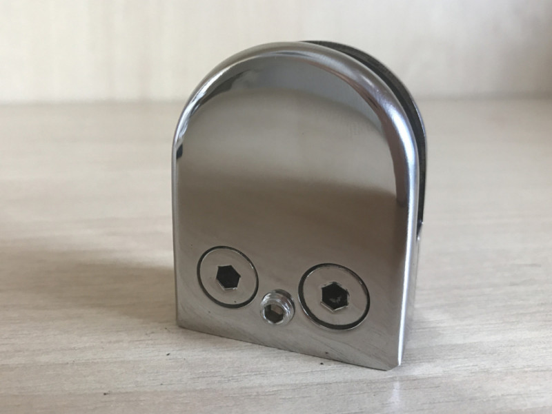 Стеклодержатель Inoxstore штампованный полукруглый 52х40х25 мм / Ø 38,1 мм, под стекло 8 мм, полированный, AISI 304