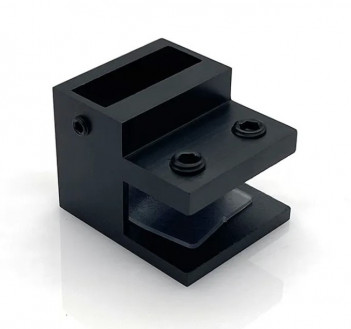 Соединитель стекло-труба 30х10 мм под 90° глухой, цвет черный, AISI 304