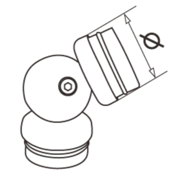 Поворот поручня Inoxstore Ø 50,8х1,5 мм - уплотнительные резинки, регулируемый, полированный, AISI 304