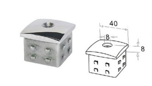 Верхний элемент Inoxstore 40х40х1,5 мм, выпуклый, забивной с насечками, сатинированный, AISI 304