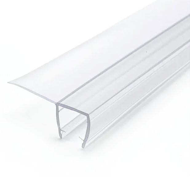 Уплотнитель Inoxstore стена-стекло, длина отвода 25 мм, 90°, под стекло 8 мм / 2,5 м для душевой кабины, ПВХ, ультрапрозрачный