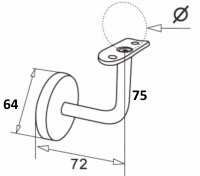 Держатель поручня Inoxstore с крышкой Ø 64х12 мм, ложемент под Ø 42,4 мм/50,8 мм, сатинированный, AISI 304